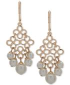 Anne Klein Gold-tone Imitation Pearl Chandelier Earrings