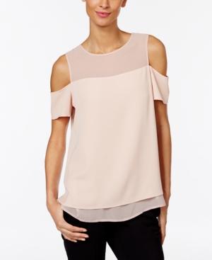 Calvin Klein Cold-shoulder Chiffon Top