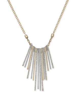Inc International Concepts Gold-tone Metallic Stick Crystal Pave Frontal Necklace