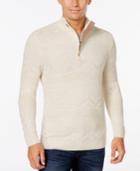 Tasso Elba Men's Big And Tall Quarter Zip Mixed Stitch Sweater, Only At Macy's