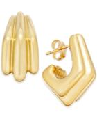 Triple Ribbed Hoop Earrings In 14k Gold