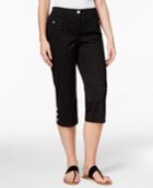 Karen Scott Petite Dot-print Button-hem Capri Pants, Only At Macy's