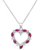 Victoria Townsend Sterling Silver Necklace, Ruby And White Topaz Heart Pendant (1-5/8 Ct. T.w.)