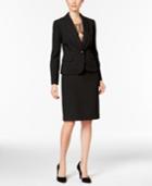 Le Suit Three-piece One-button Pinstriped Skirt Suit