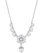 Marchesa Silver-tone Crystal & Imitation Pearl 19 Lariat Necklace, Created For Macy's