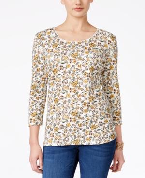 Karen Scott Petite Floral-print Top, Only At Macy's