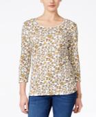 Karen Scott Petite Floral-print Top, Only At Macy's