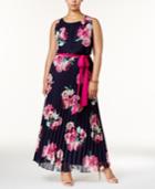 Jessica Howard Plus Size Floral-print Pleated Maxi Dress