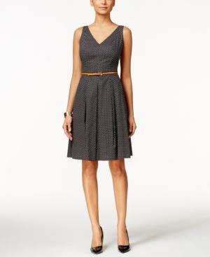 Nine West Sleeveless Belted Fit & Flare Dress