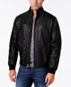 Calvin Klein Men's Faux-leather Stand-collar Bomber Jacket