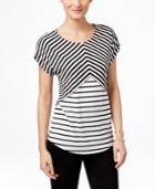 Inc International Concepts Striped Zipper T-shirt, Only At Macy's