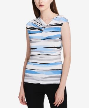 Calvin Klein Striped Ruched V-neck Top