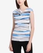 Calvin Klein Striped Ruched V-neck Top