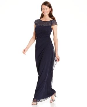 Msk Embellished Side-ruffle Gown
