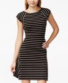 Jessica Simpson Striped Cap-sleeve Fit-and-flare Dress