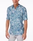 Tasso Elba Men's Linen-blend Vertical Floral-print Short-sleeve Shirt, Only At Macy's