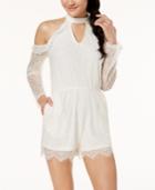 American Rag Juniors' Ruffled Cold-shoulder Lace Choker Romper, Created For Macy's