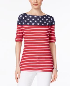 Karen Scott Stars & Stripes-print Top, Only At Macy's