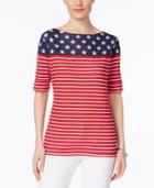 Karen Scott Stars & Stripes-print Top, Only At Macy's