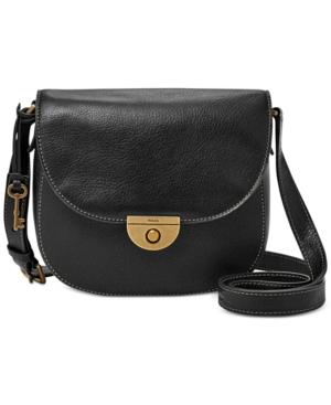 Fossil Glazed Pebbled Leather Saddle Bag