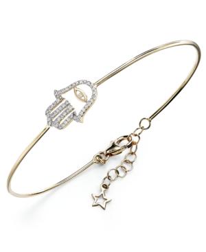 Diamond Hamsa Wire Bracelet In (1/6 Ct. T.w.)