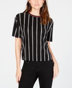 Gypsies & Moondust Juniors' Striped Micropleated Top