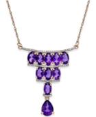 Amethyst (4-1/3 Ct. T.w.) And Diamond (1/5 Ct. T.w.) Deco Necklace In 14k Rose Gold
