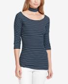 Jessica Simpson Juniors' Tamary Striped Rib-knit Choker Top