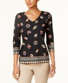 Charter Club Jewelry-print V-neck Top, Created For Macy's