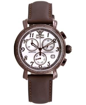 Le Vian Time Diamond Unisex Brown Leather Strap Watch (1/3 Ct. T.w.) 38mm Zag221