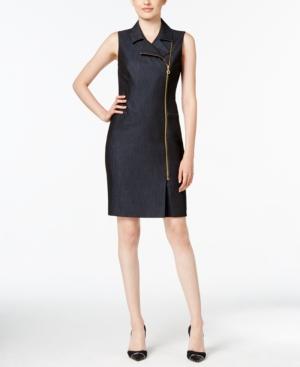 Calvin Klein Zip-front Denim Sheath Dress