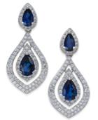Sapphire (1-3/4 Ct. T.w.) And Diamond (3/4 Ct. T.w.) Drop Earrings In 14k White Gold