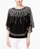 Alfani Batwing-sleeve Embroidered Top, Only At Macy's