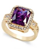 Charter Club Gold-tone Purple Crystal Drama Ring, Only At Macy's