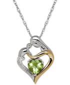 Peridot (1-1/3 Ct. T.w.) And Diamond Accent Mother And Infant Pendant Necklace In Sterling Silver And 14k Gold