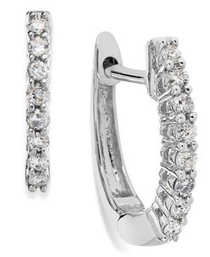 10k White Gold Diamond Mini Hoop Earrings (1/8 Ct. T.w.)