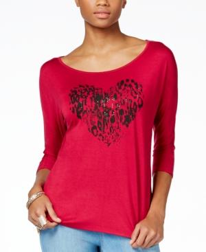 Thalia Sodi Embellished Heart Graphic Top, Only At Macy's