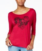 Thalia Sodi Embellished Heart Graphic Top, Only At Macy's