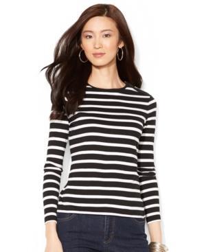 Lauren Ralph Lauren Zipper-shoulder Striped Top