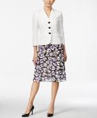 Le Suit Three-button Floral-print Skirt Suit