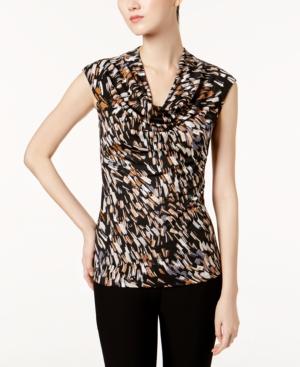 Kasper Metallic Cowl-neck Shell