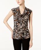 Kasper Metallic Cowl-neck Shell