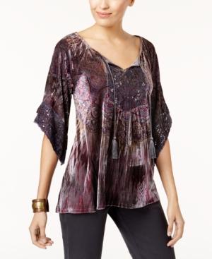 Style & Co Velvet Peasant Top, Created For Macy's
