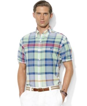 Polo Ralph Lauren Shirt, Classic-fit Short-sleeved Madras Button-down Shirt