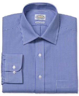 Eagle Men's Classic-fit Non-iron Blue Check Dress Shirt