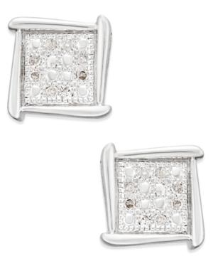 Diamond Accent Square Stud Earrings In 10k White Gold