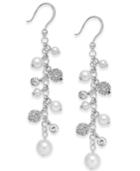 Charter Club Silver-tone Imitation Pearl And Crystal Vine Earrings, Only At Macy's