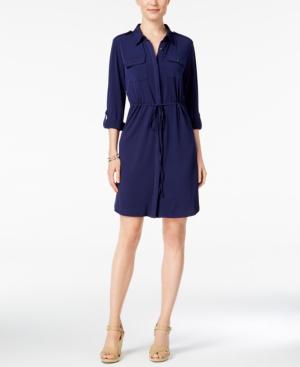 Ny Collection Petite Roll-tab Utility Shirtdress