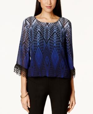 Alfani Petite Crochet-fringe Bubble Top, Only At Macy's