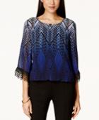 Alfani Petite Crochet-fringe Bubble Top, Only At Macy's